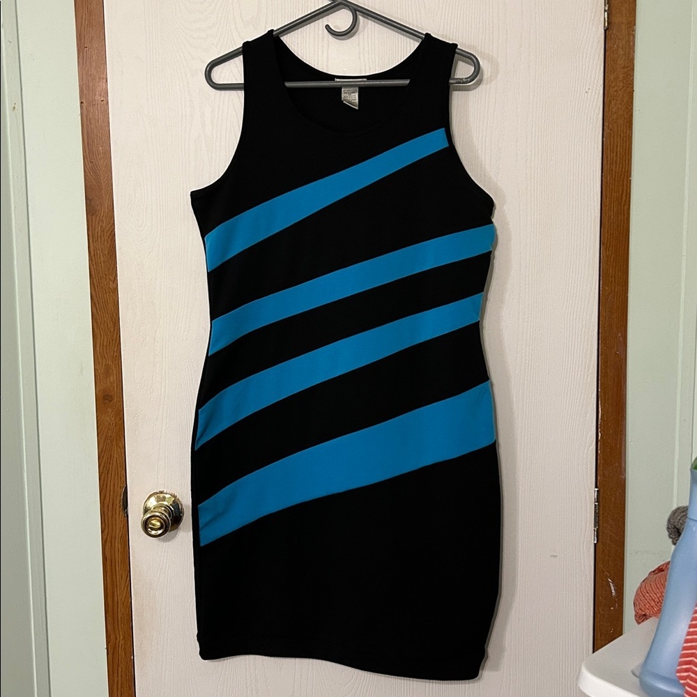 Last Exit Black Dress with Blue Stripes Size 2X